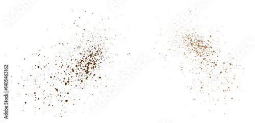 Brown particles vector chocolate dust powder isolated splatter background