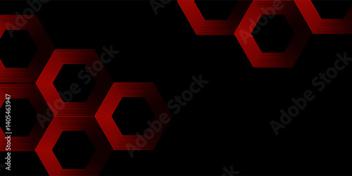 Hexagonal design red light lines vector design in eps 10