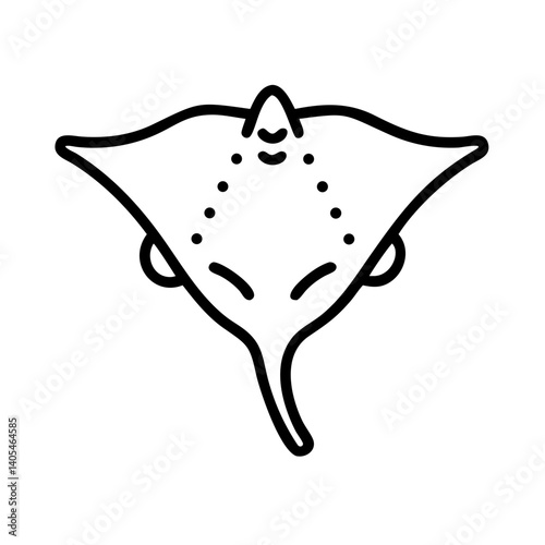 Simple line drawing of a stingray with visible eyes and a dotted pattern on its upper body area