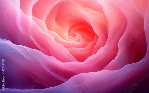 Abstract swirling rose petals, pink, purple, and orange hues.