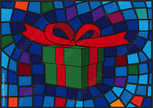 red gift box design glass stained moses background illustration vector