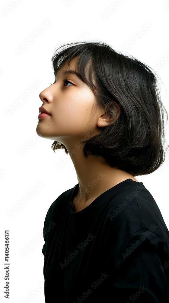 Closeup portrait of a young brunette woman smiling gently in a studio setting Closeup portrait of a young brunette woman smiling gently in a studio setting