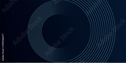 Blue abstract background with glowing circles. Swirl circular lines pattern. Geometric spiral. Twirl element. Modern graphic design. Futuristic technology concept.