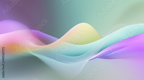 Abstract design displays soft pastel gradient waves with artistic blur at the edges, emphasizing the center for a sleek, professional look