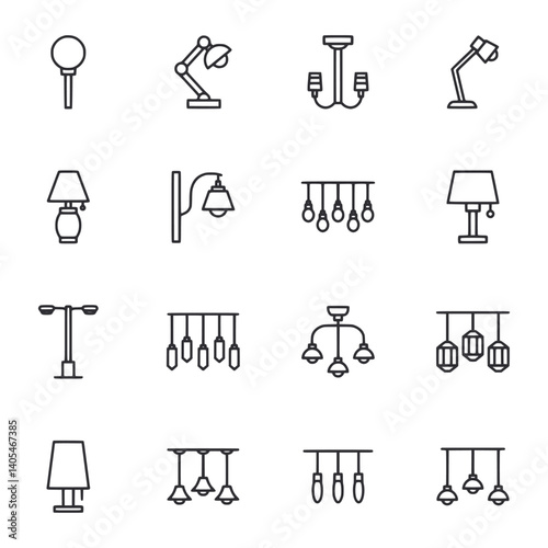 A set of 12 different types of light fixtures