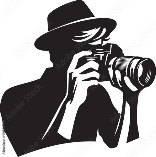 Silhouette of a Male Photographer with DSLR Camera in Action