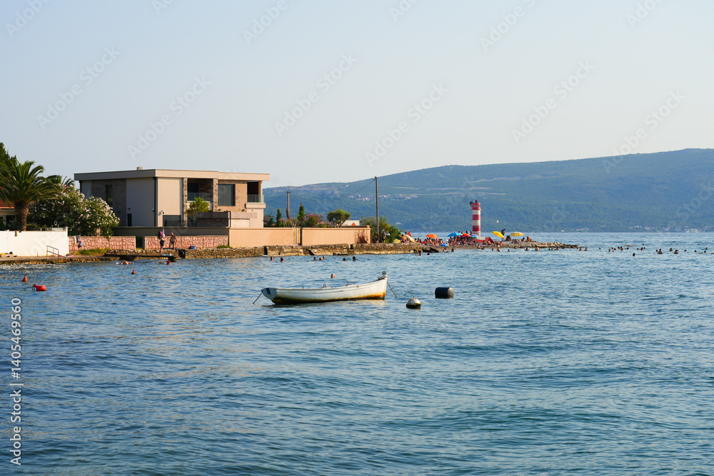 Ponta Beach (Plaža Ponta) in Tivat, a small town located on the shores of the Bay of Kotor in Montenegro