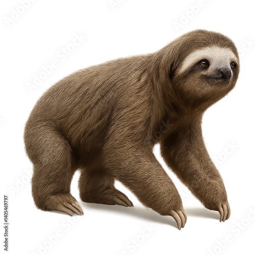 hyper-realistic high-resolution PNG image of a single Bicho-preguiça, fully visible and isolated on a transparent background. The image must be 2000x2000 pixels and rendered at 100 megapixels