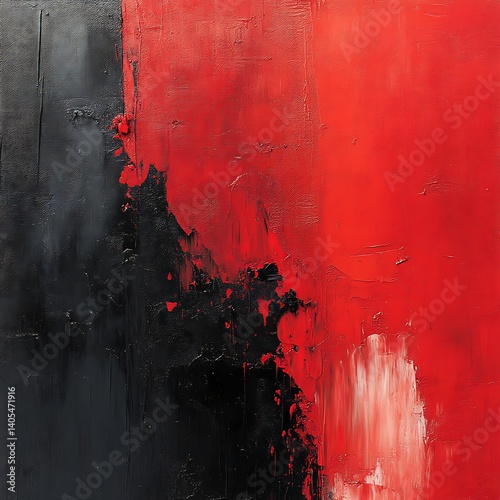 Abstract red and black painting.