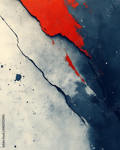 Abstract red and blue paint crack texture.