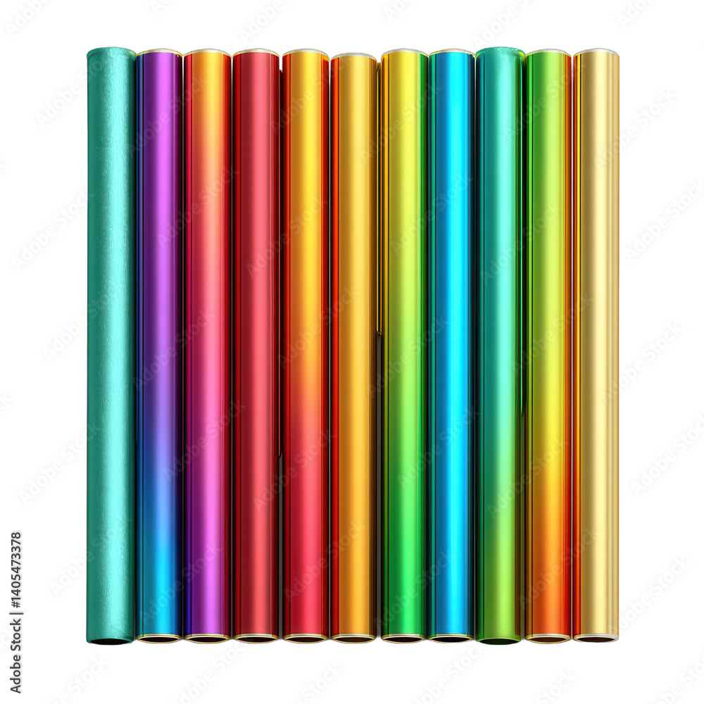 Colorful rolled paper sheets in vibrant hues, arranged in a striped pattern, ideal for crafting and artistic projects. Isolated on white background or PNG Colorful rolled paper sheets in vibrant hues, arranged in a striped pattern, ideal for crafting and artistic projects. Isolated on white background or PNG