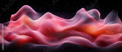 Abstract red and orange wave on black background.