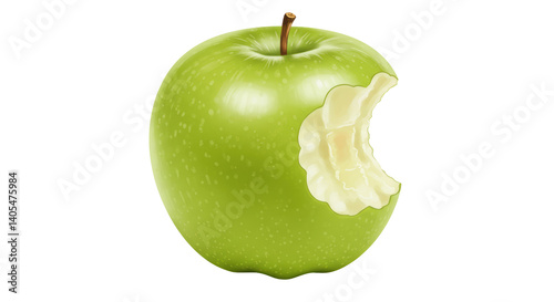 Obraz na plátne Isolated Bitten Green Apple