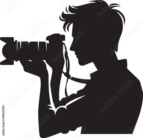 Silhouette of a Male Photographer with DSLR Camera in Action