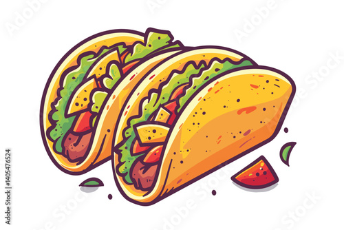 vector illustration of a mouthwatering taco...background contained in clipping mask