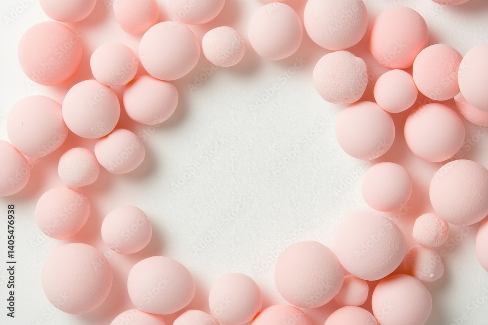 Arrangement of Pink Bubble Gum Sticks Forming a Circular Pattern on a Simple White Background Arrangement of Pink Bubble Gum Sticks Forming a Circular Pattern on a Simple White Background