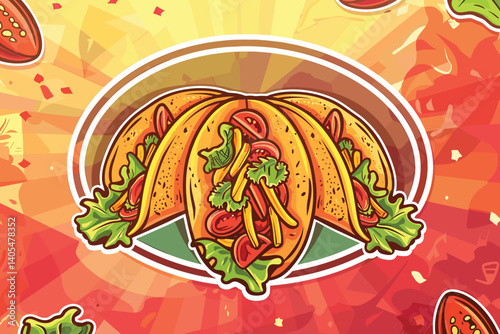 vector illustration of a mouthwatering taco...background contained in clipping mask