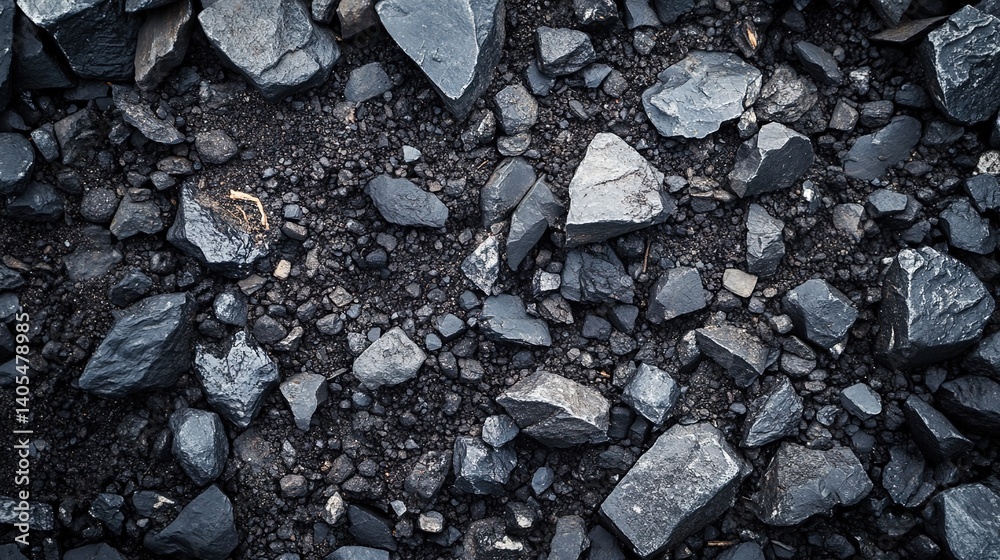custom made wallpaper toronto digitalMacro shot of volcanic rock fragments with jagged edges and porous textures, coal-black stones scattered across dark volcanic soil under harsh directional light.