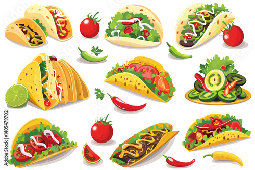 vector illustration of a mouthwatering taco...background contained