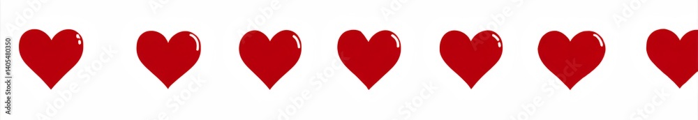 Row of Red Hearts: A captivating composition of six vibrant red hearts arranged in a row, symbolizing love, passion, and affection. Row of Red Hearts: A captivating composition of six vibrant red hearts arranged in a row, symbolizing love, passion, and affection.