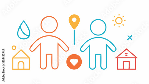 Linear icons based on child care concepts great for early education platforms family services apps and community outreach websites