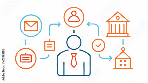 Leadership and management icons in a linear style for admin panels organization tools and business strategy platforms