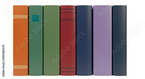 Isolated row of colorful books