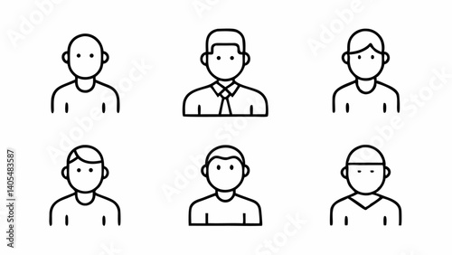 Clean outline icons representing different avatar types useful for UI design, user profile graphics, team dashboards, and digital community platforms