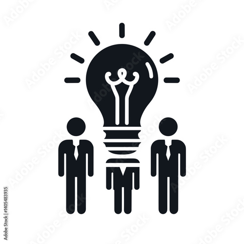 Business people sharing innovative ideas symbolized by a light bulb  on a transparent background