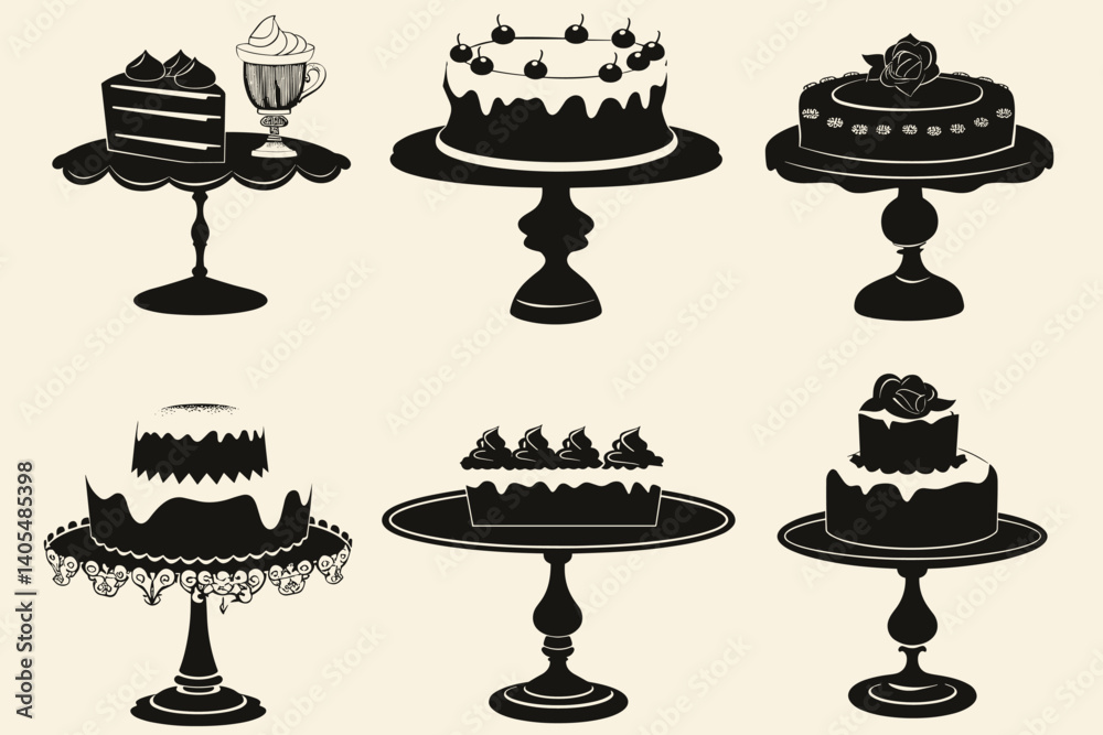 Black Silhouette Cup Cake with Drink Icon Black Silhouette Cup Cake with Drink Icon