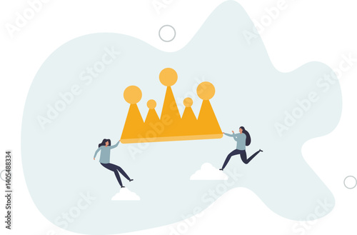 Staff conflict or employee argument, fighting for job promotion or jealousy colleague concept.flat character life .