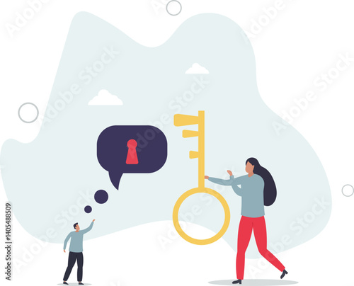 Business support or help to solve problem, clear and unblock work obstacle or key to unlock business idea concept.flat character life .