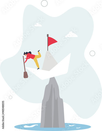 Life or business stuck, struggle with problem or obstacle, error, mistake or failure cause hopeless situation, business difficulty concept.flat character life .