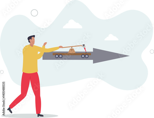 Teamwork collaboration to success in work, togetherness or partnership help reach goal or target concept.flat character life .