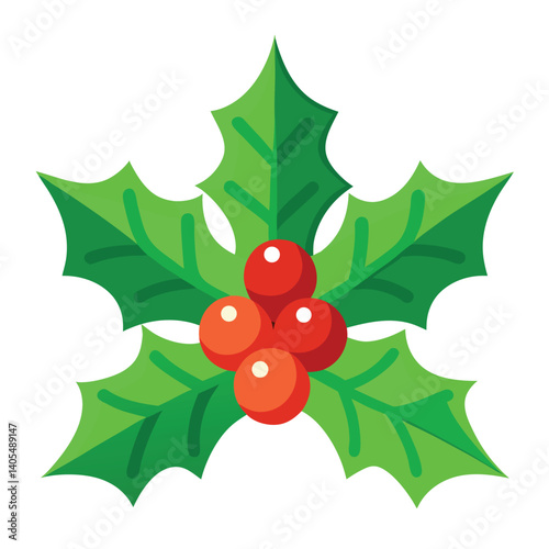 Christmas holly on white background