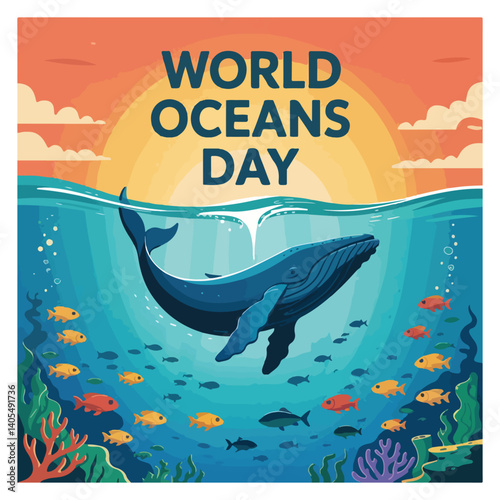 World Oceans Day Observation Poster Banner