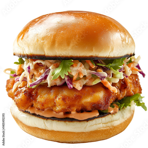 Crispy Chicken Burger with Coleslaw and Sauce