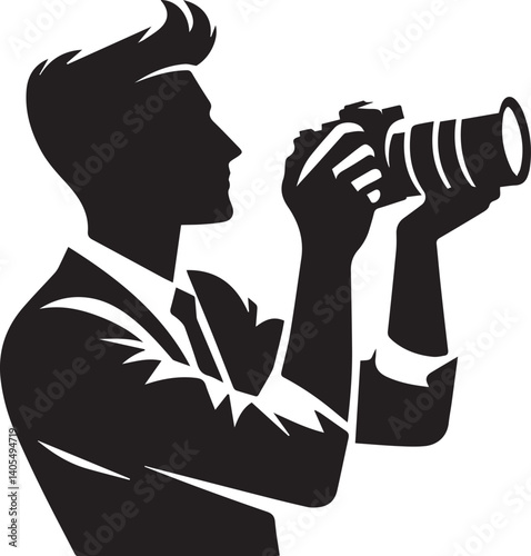 Silhouette of a Male Photographer with DSLR Camera in Action