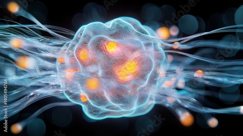 Exploring quantum particles in motion scientific research lab digital visualization abstract environment close-up view theoretical physics