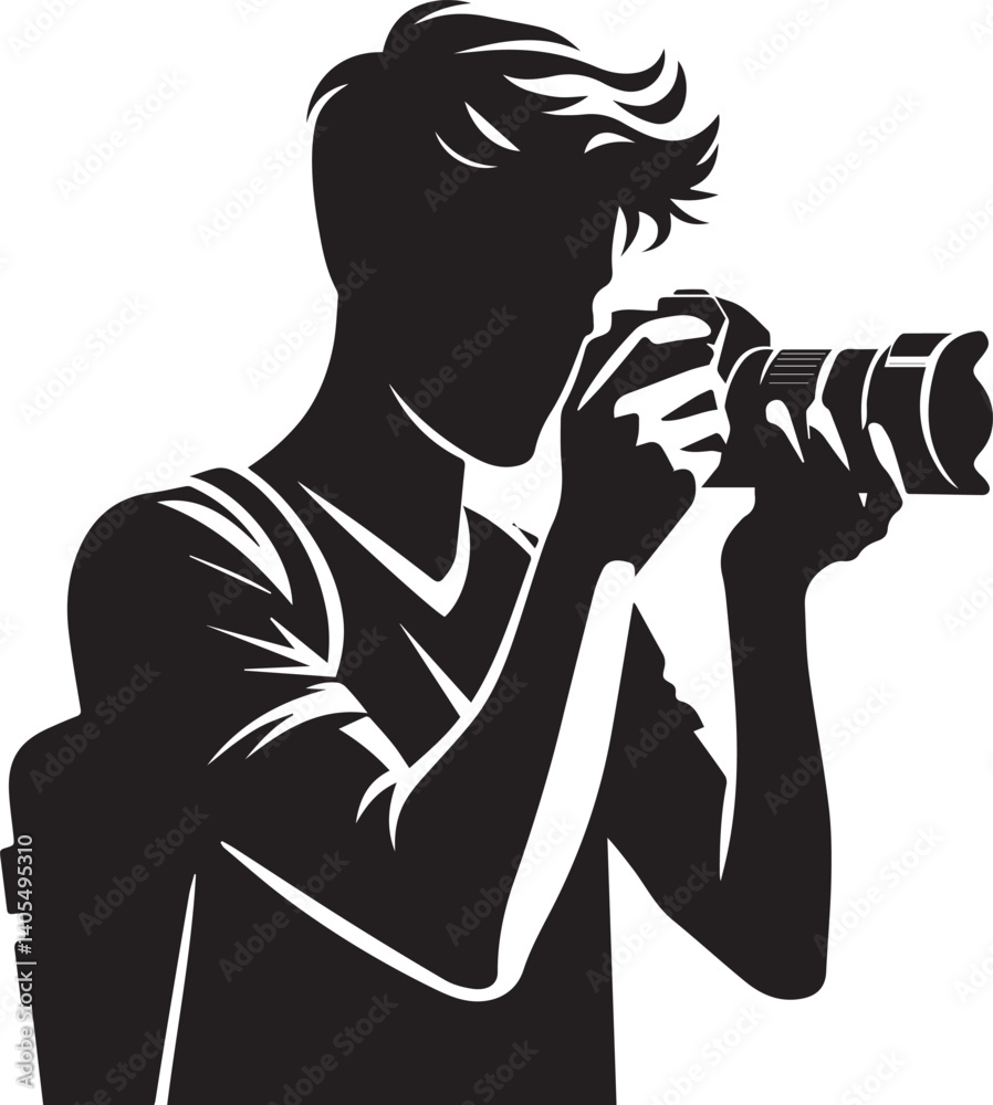 Silhouette of a Male Photographer with DSLR Camera in Action Silhouette of a Male Photographer with DSLR Camera in Action