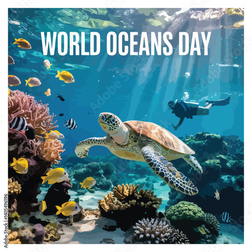World Oceans Day Observation Poster Banner