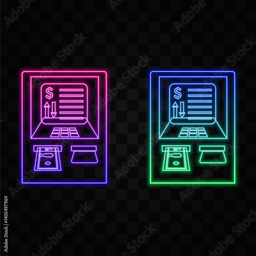 ATM machine icon. neon style.