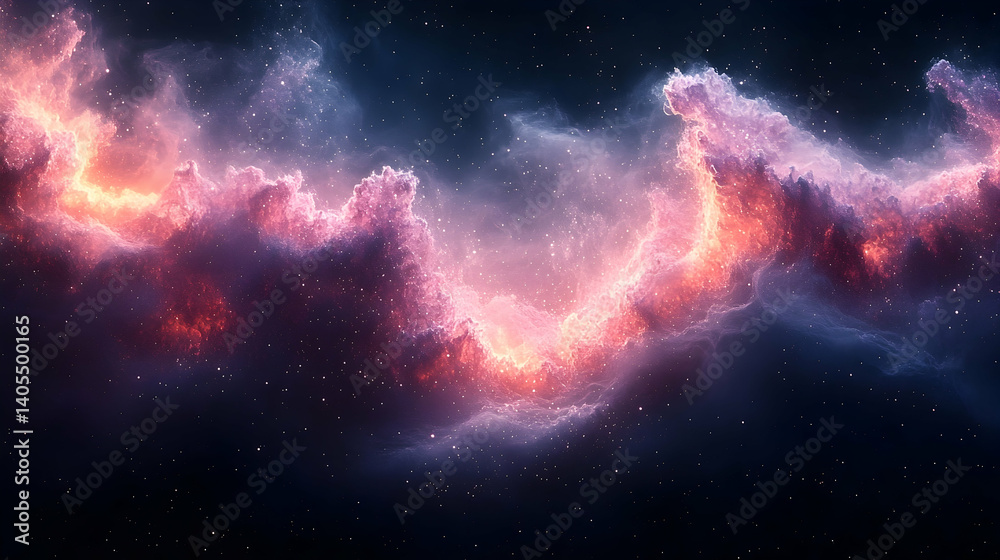 Fototapeta premium Vibrant cosmic nebula swirling with colors in deep space, showcasing stellar formations and distant stars