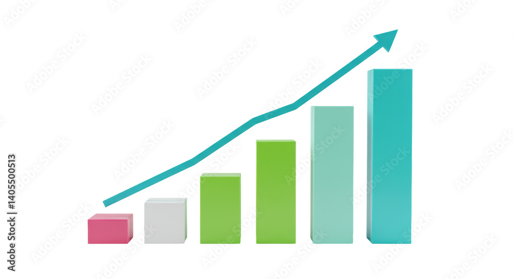 Isolated Growing Bar Chart with Arrow Isolated Growing Bar Chart with Arrow
