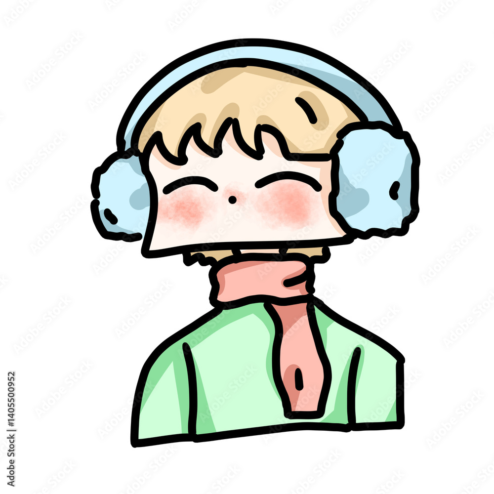 the boy wearing warm clothes isolate on png background.