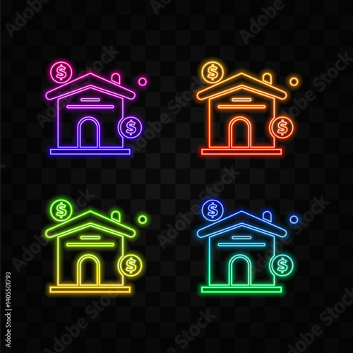 Mortgage loan icon vector sign and symbol. neon style. mortgage loan logo concept