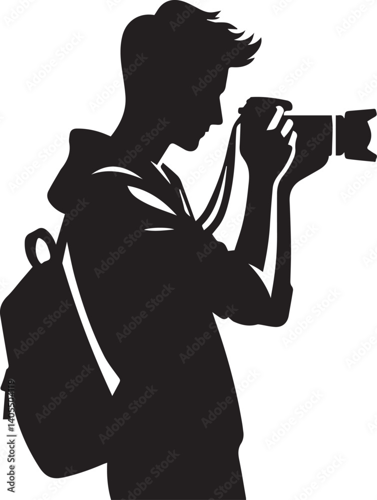 Silhouette of a Male Photographer with DSLR Camera in Action
Silhouette of a Male Photographer with DSLR Camera in Action