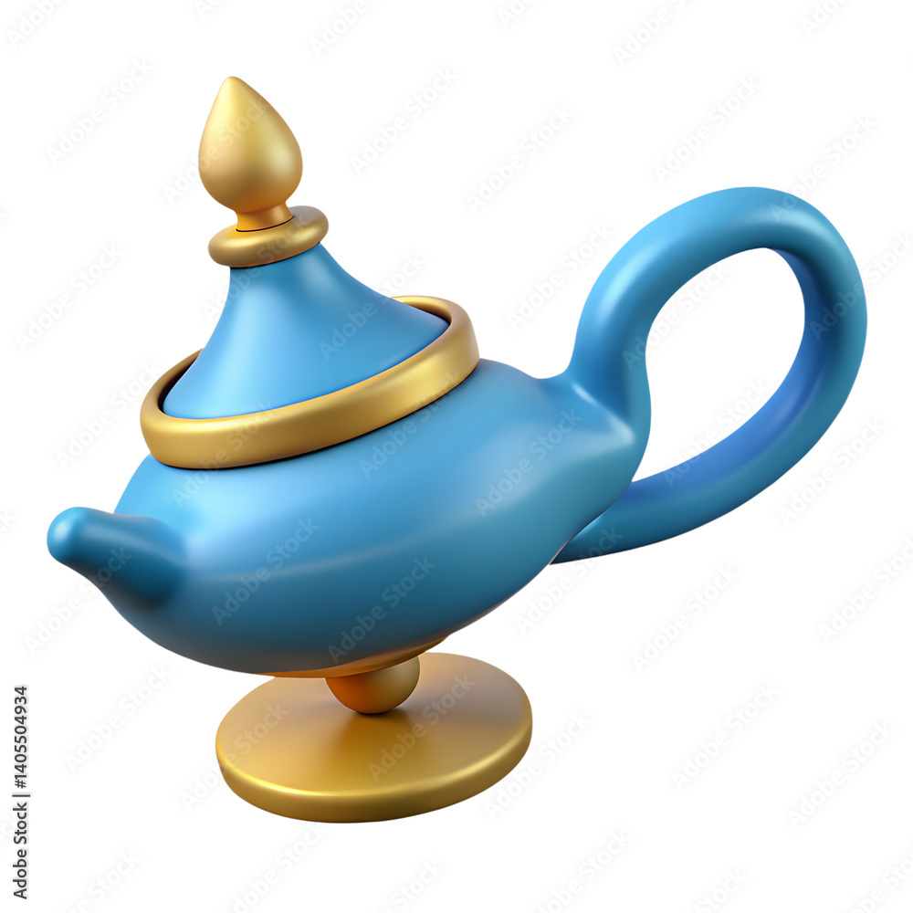 Genie from lamp. 3d rendering isolated on white background. Cartoon plastic style icon Genie from lamp. 3d rendering isolated on white background. Cartoon plastic style icon