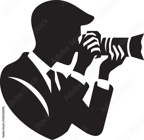 Silhouette of a Male Photographer with DSLR Camera in Action