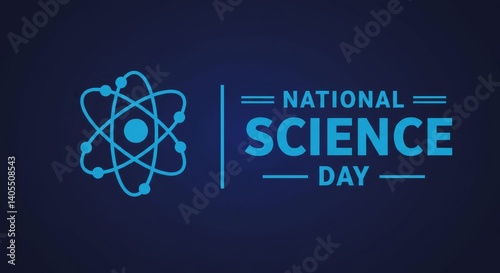 National Science Day Typography with Atom Symbol